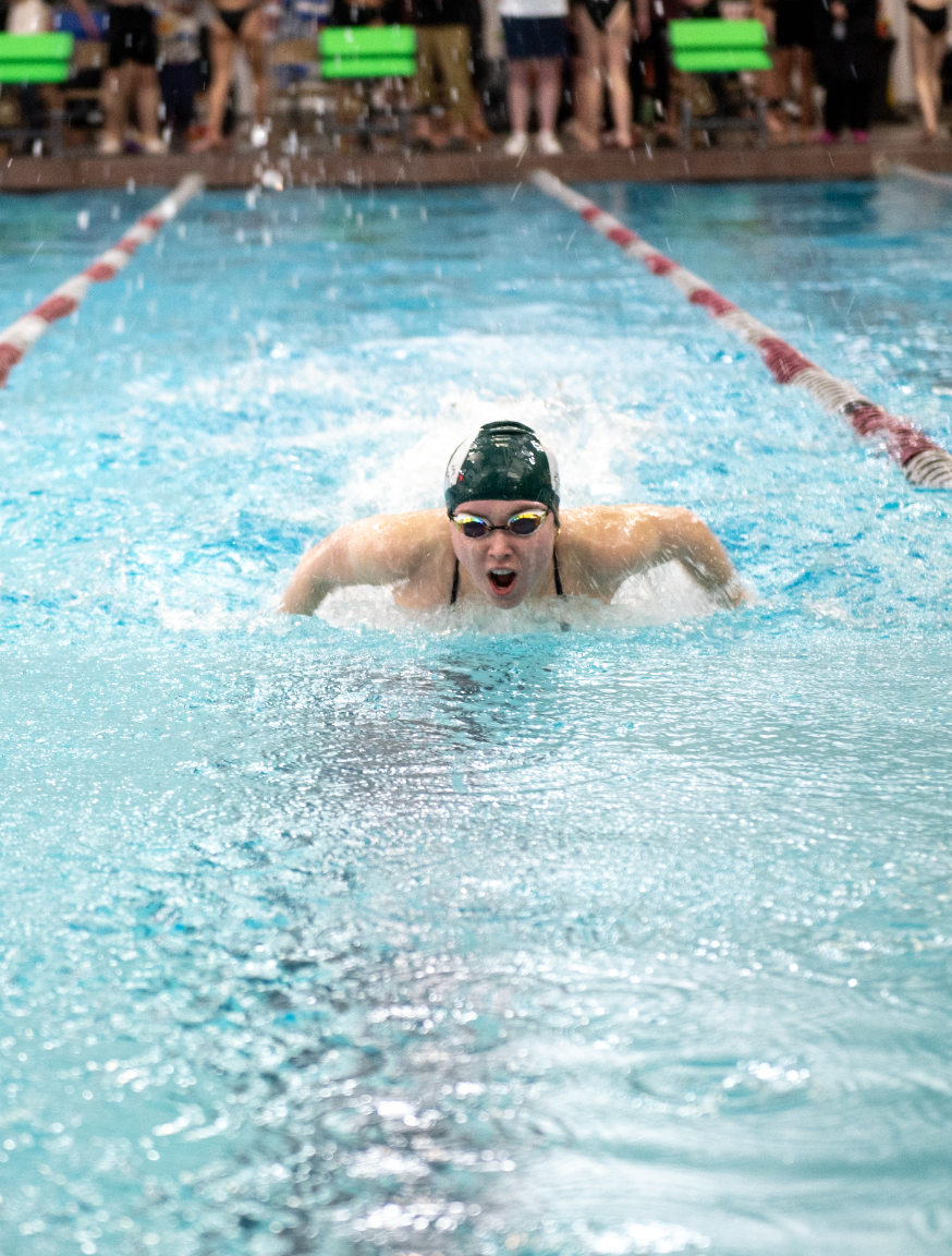 2.1.25 Senior Kelly Early swims the 100 Butterfly at Missoula. 